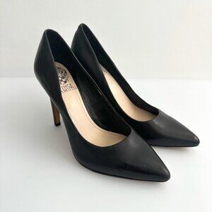 Vince Camuto Black Leather Hallee Stiletto High Heel Classic Pumps Size 6M Shoes